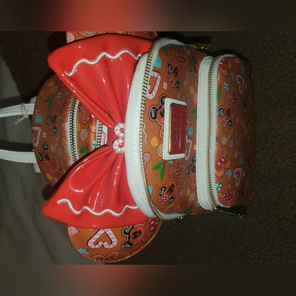 NWT Disney Mickey Minnie Christmas Gingerbread Loungefly Backpack with EARS